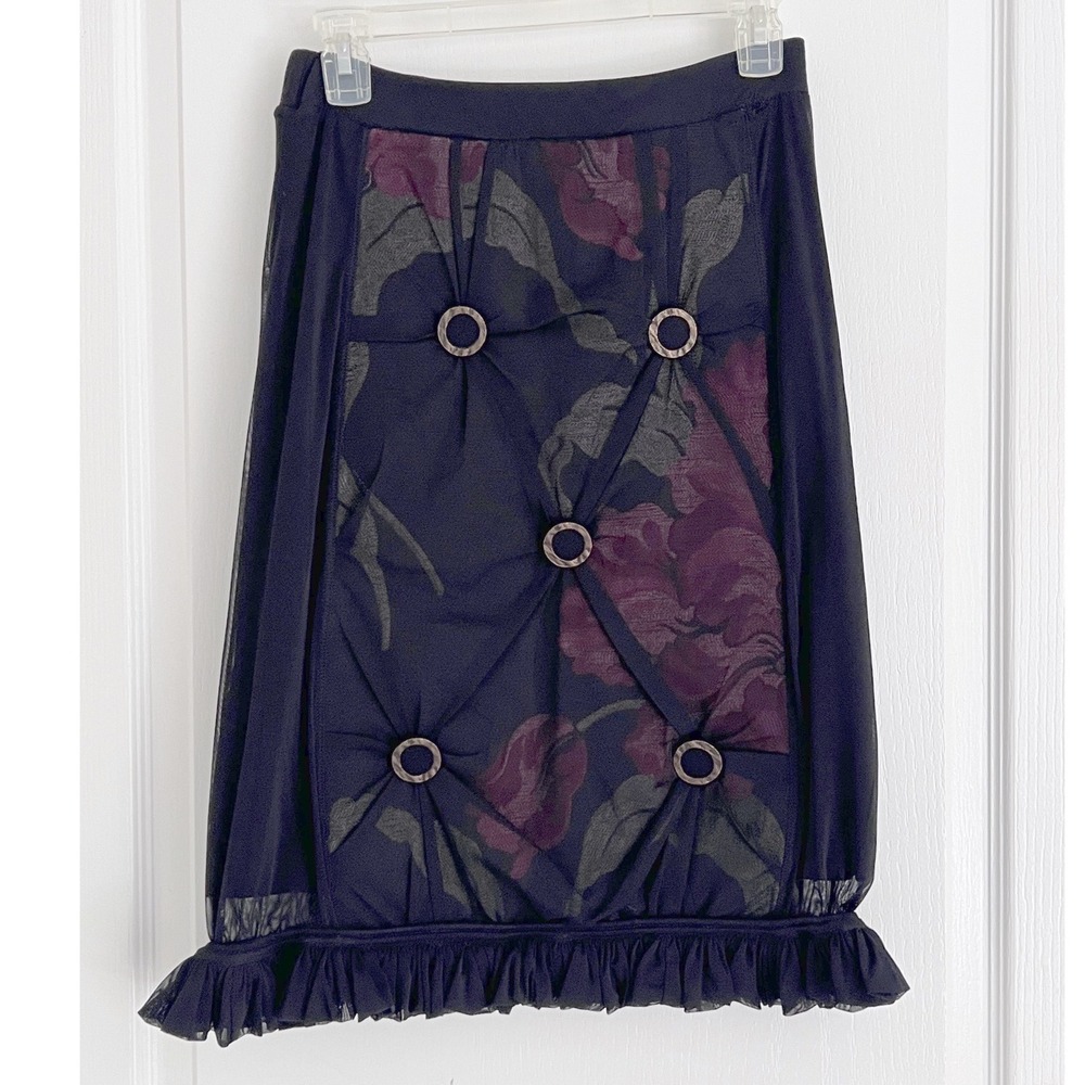 Save The Queen Black Mesh Dark Romantic Whimsigoth Ruffle Statement Skirt Small